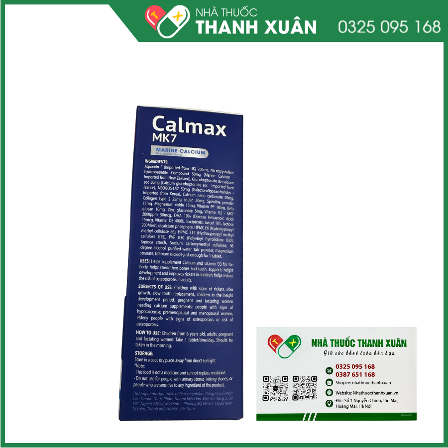 Calmax MK7 bổ sung Canxi và K2-MK7 cho cơ thể